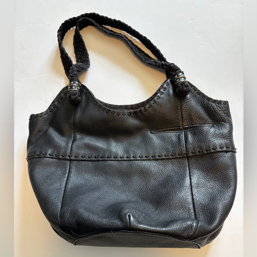 THE SAK Black Women’s Leather Tote Bag - Braided Strap